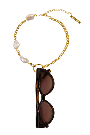 glasses chain gold with pearls