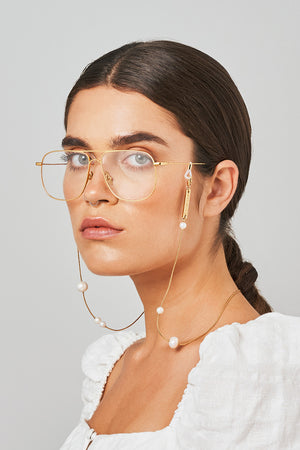 DROP PEARL Glasses Chain in YELLOW GOLD - FRAME CHAIN