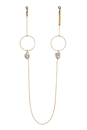 pearl glasses chain in yellow gold